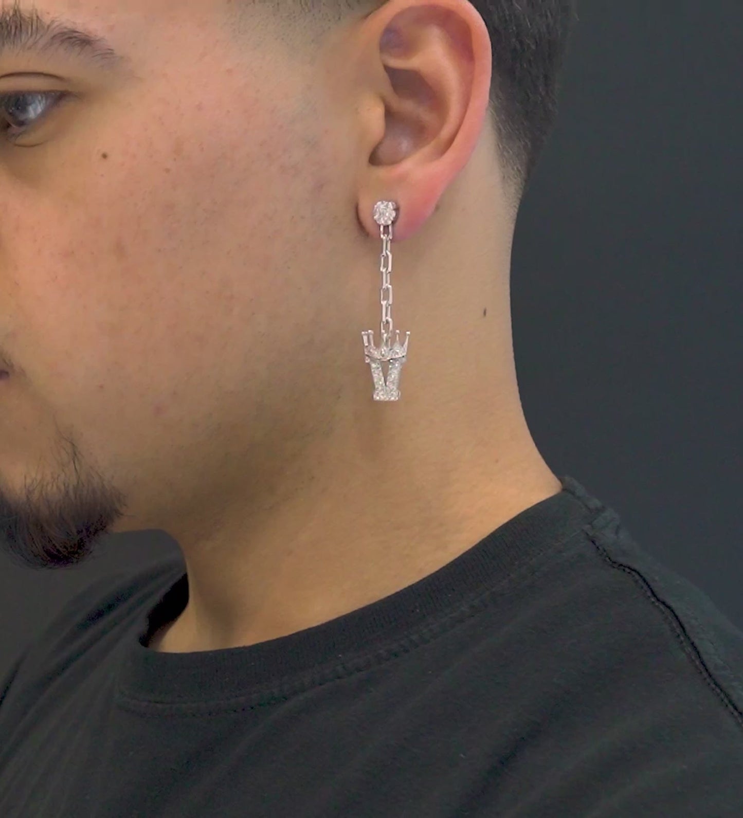 14K White Gold Diamond Customizable Dangle Earring 2.00 CTW