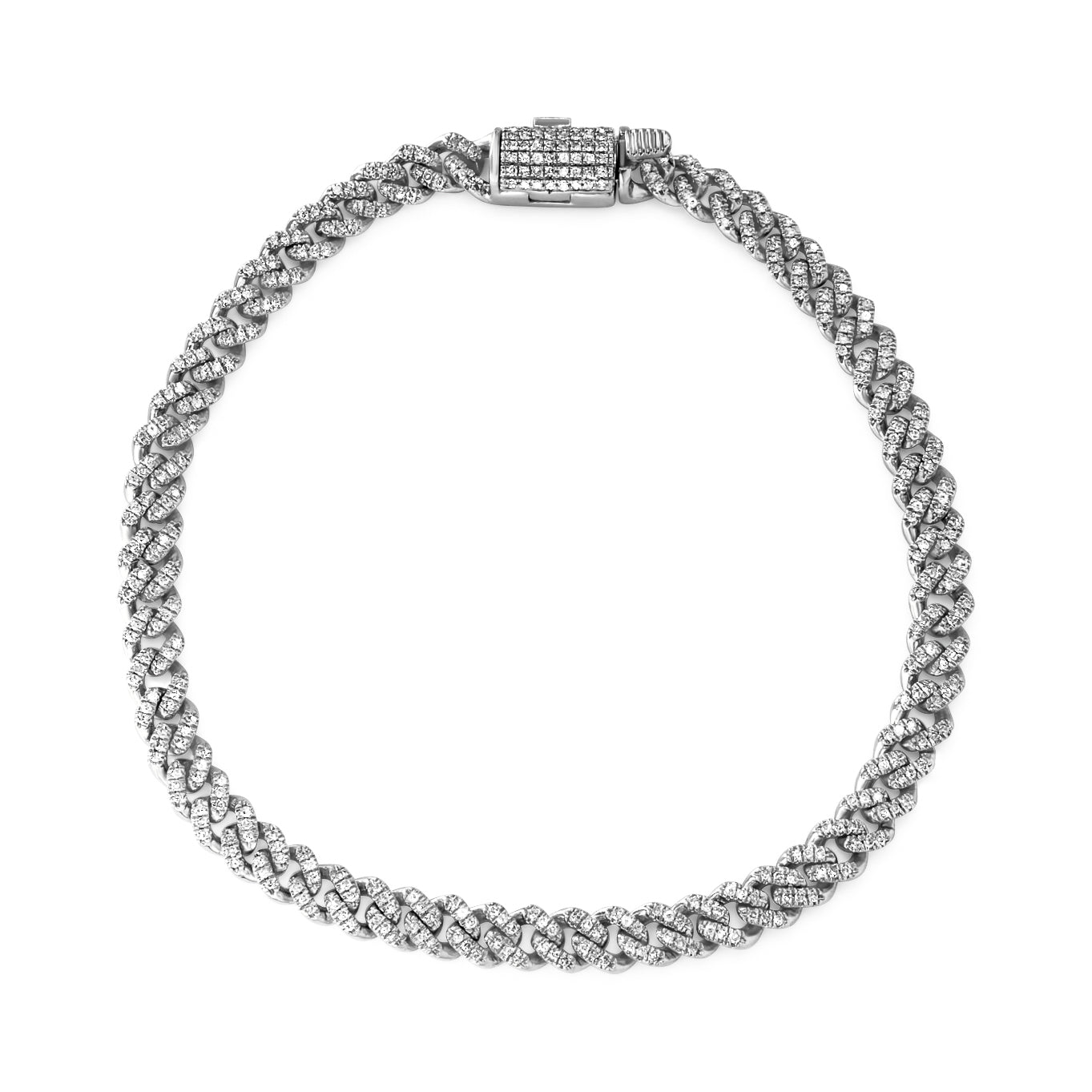 10K Solid Gold Diamond Cuban Link Bracelet 4.6mm 0.82ctw