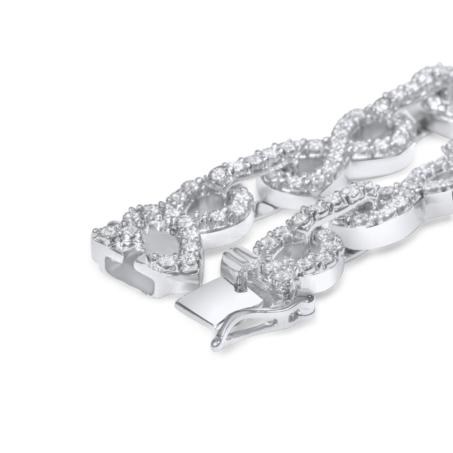10k White Gold Diamond Heart Bracelet 1.89 ctw