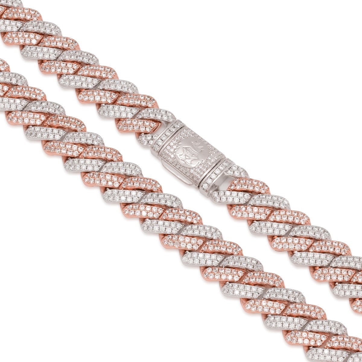 12mm Rose Gold Iced Diamond-Cut Miami Cuban Link Chain