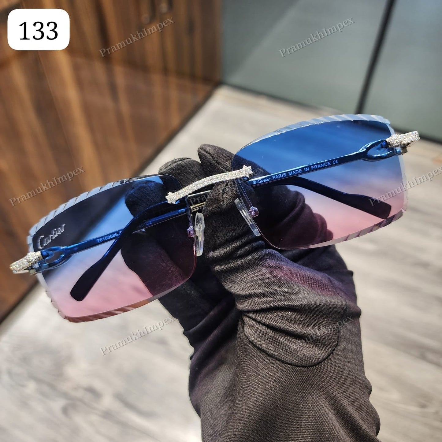 Two Tone Pink Blue Custom Lenses Moissanite Sunglasses