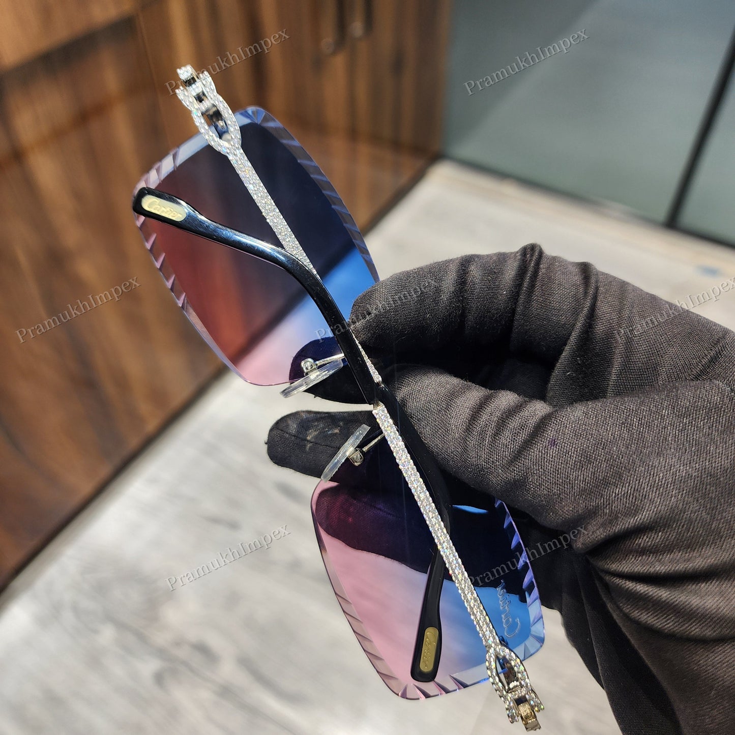 Two Tone Pink Blue Custom Lenses Moissanite Sunglasses