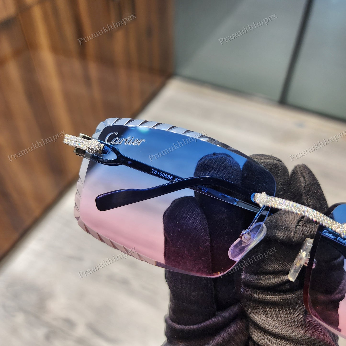 Two Tone Pink Blue Custom Lenses Moissanite Sunglasses
