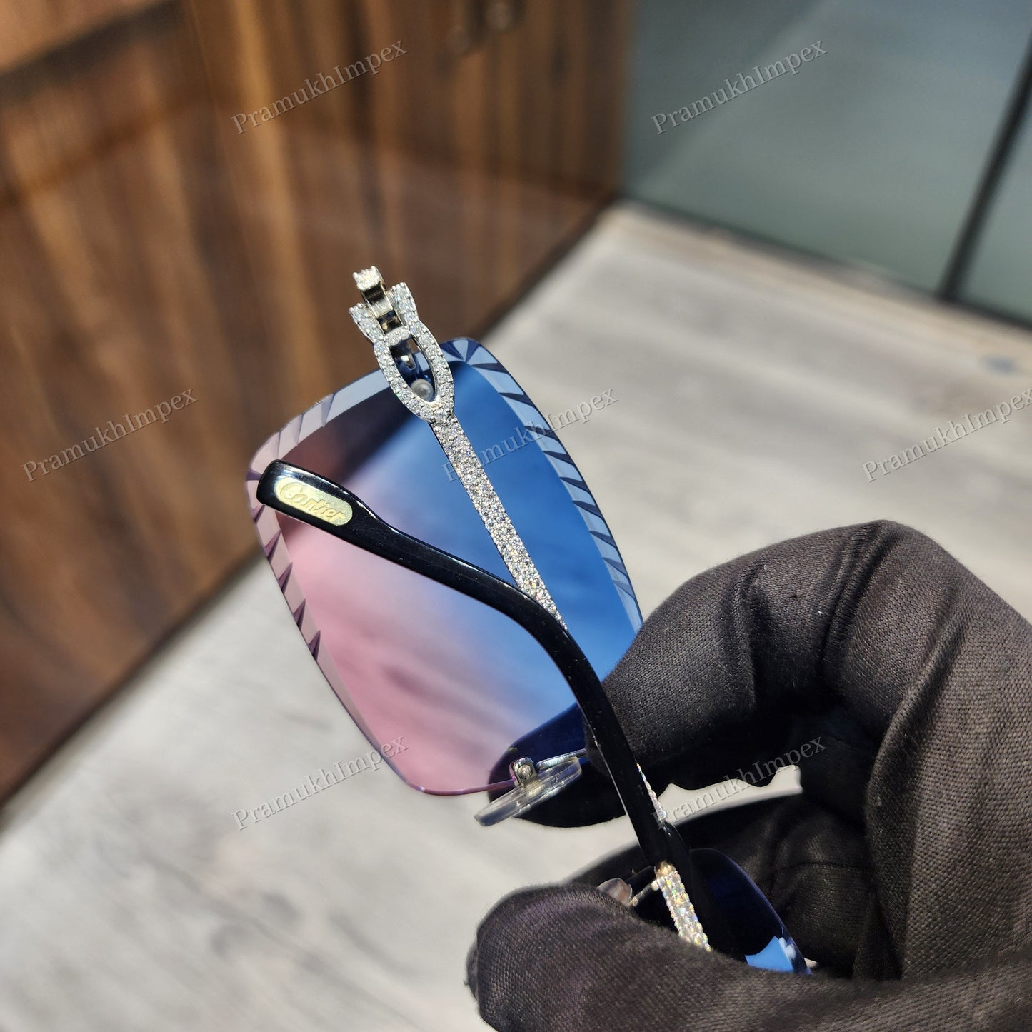 Two Tone Pink Blue Custom Lenses Moissanite Sunglasses