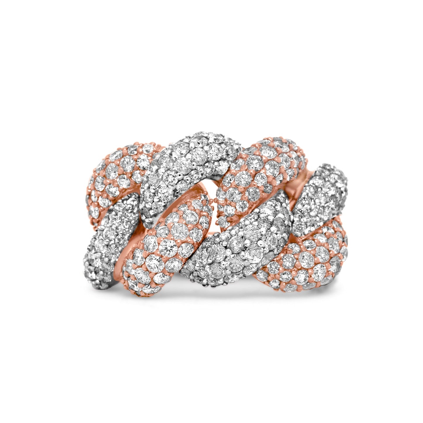 14k Two-Tone Gold Diamond Cuban Link Ring 4.50ctw