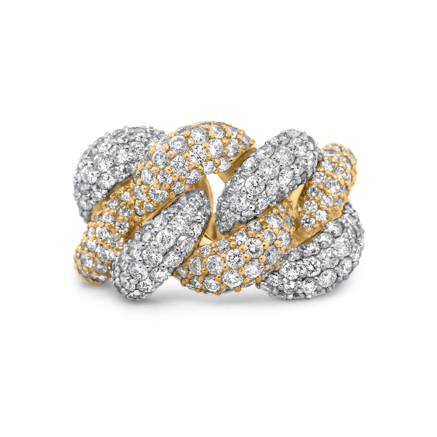 14k Two-Tone Gold Diamond Cuban Link Ring 4.50ctw