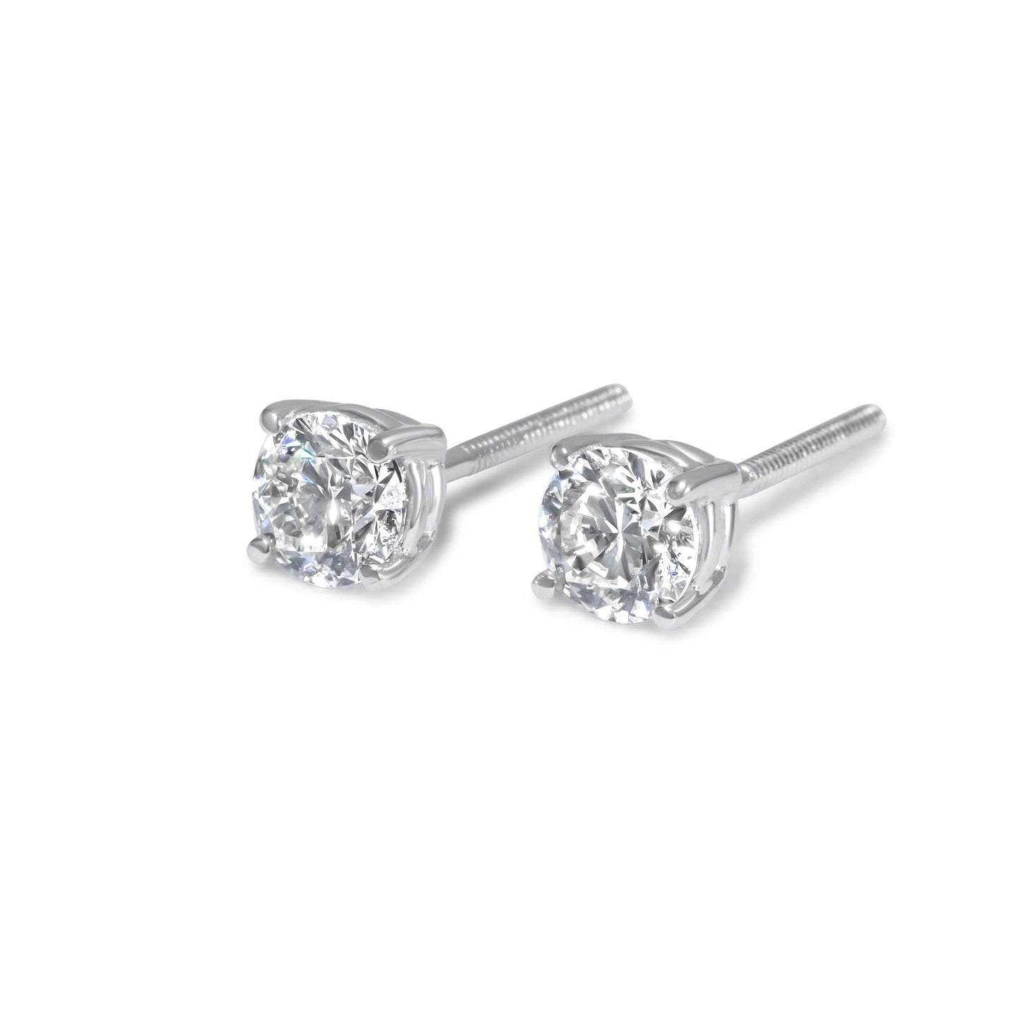 14k 40pt White Gold Round Stud Earrings 0.83 ctw