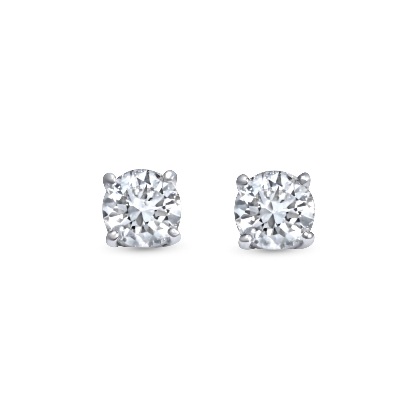 14k 40pt White Gold Round Stud Earrings 0.83 ctw