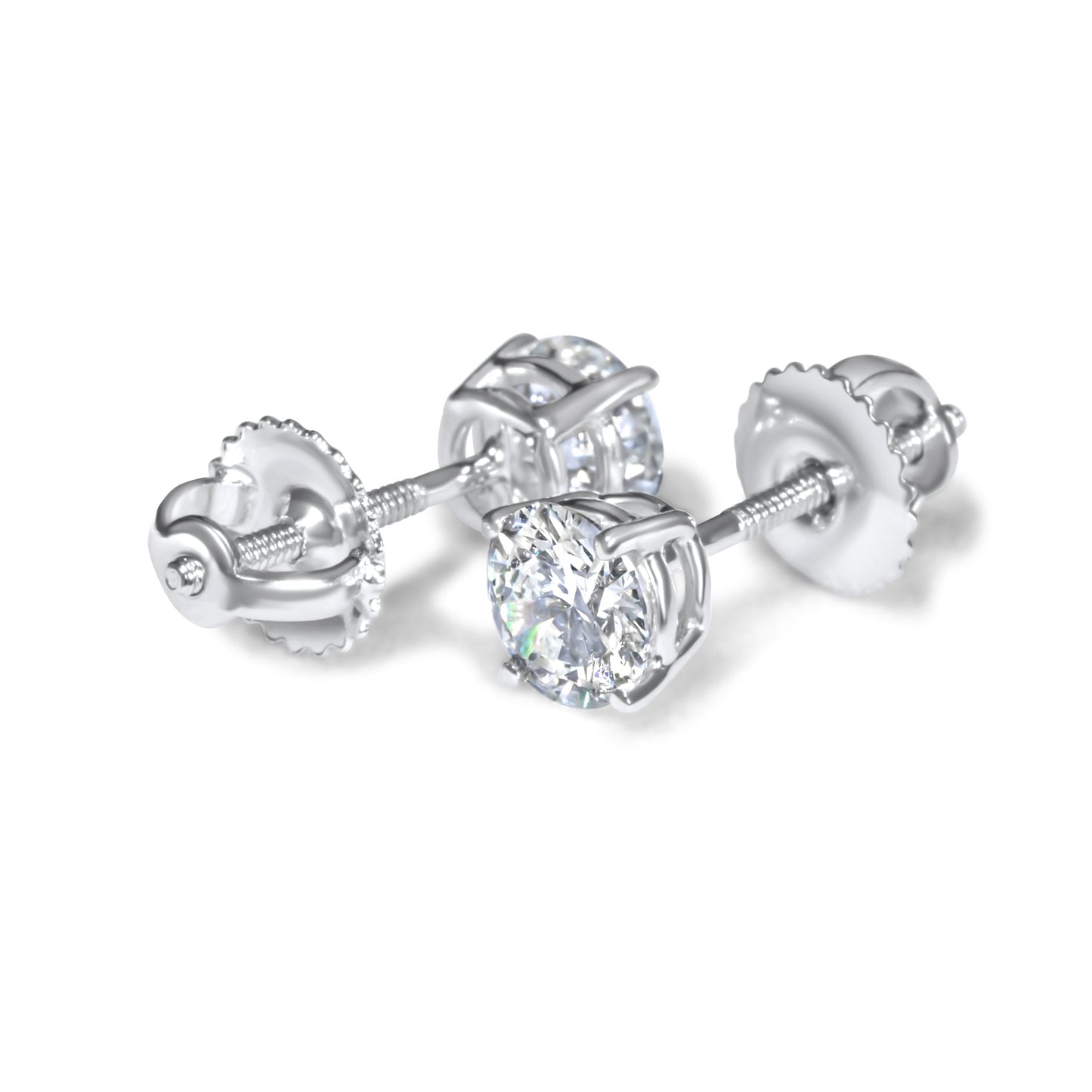 14k 50pt White Gold Round Stud Earrings 1.03 ctw