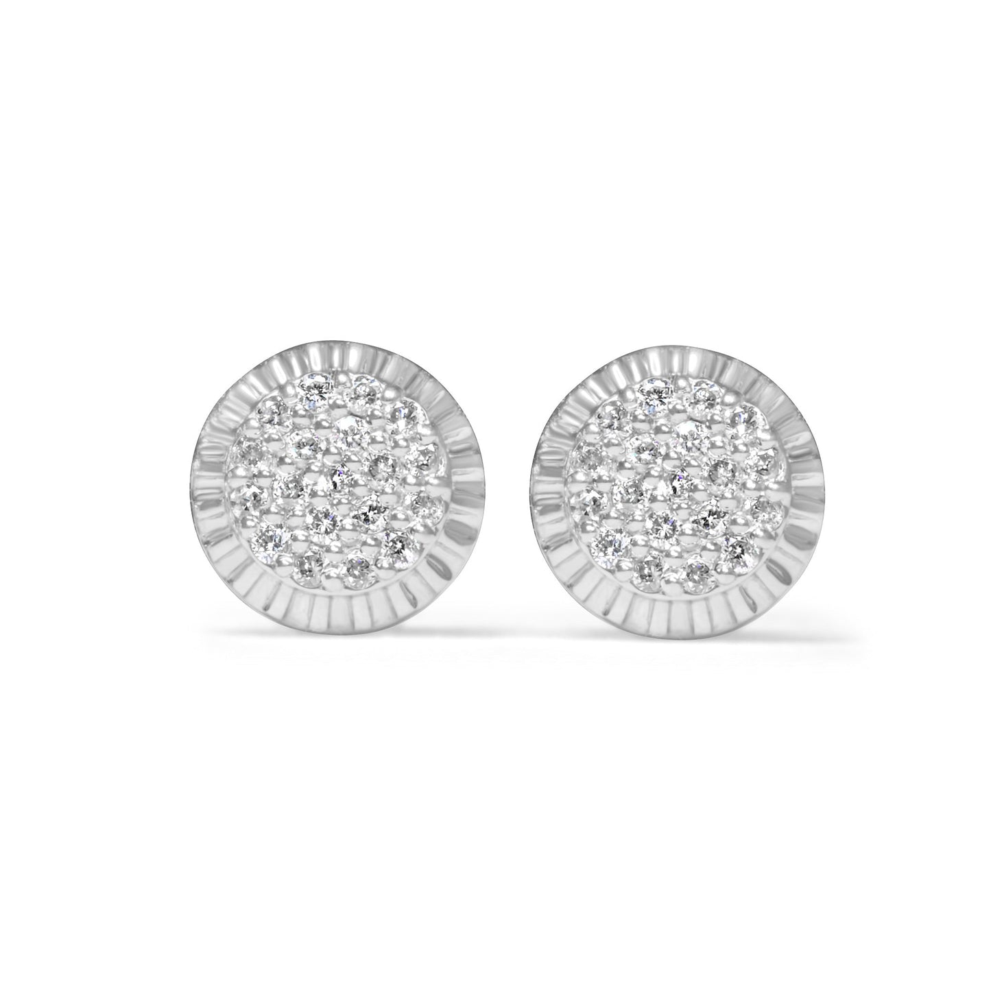 14k Solid Gold Round with Fluted Bezel Diamond Earring 0.26ctw