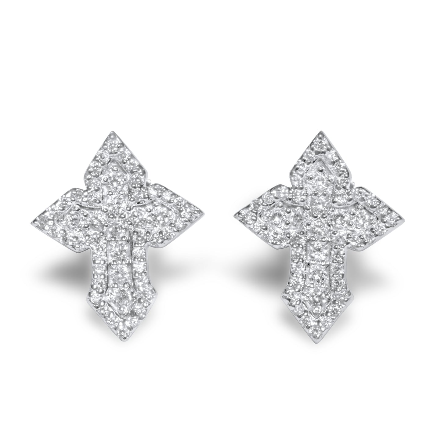 14k White Gold Diamond Cross Earrings 0.41 ctw