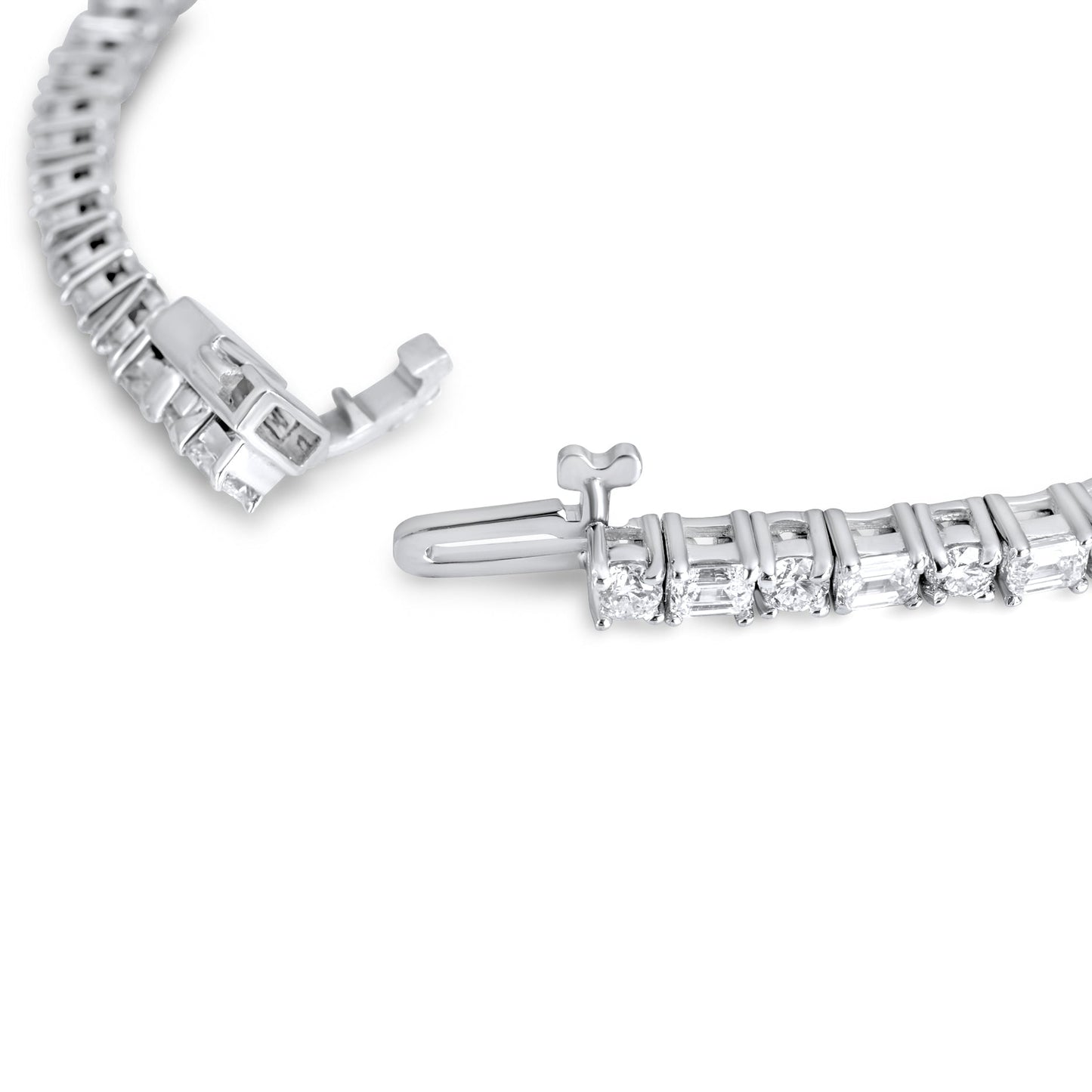 14k White Gold Round and Emerald Diamond Tennis Bracelet 4.64 ctw