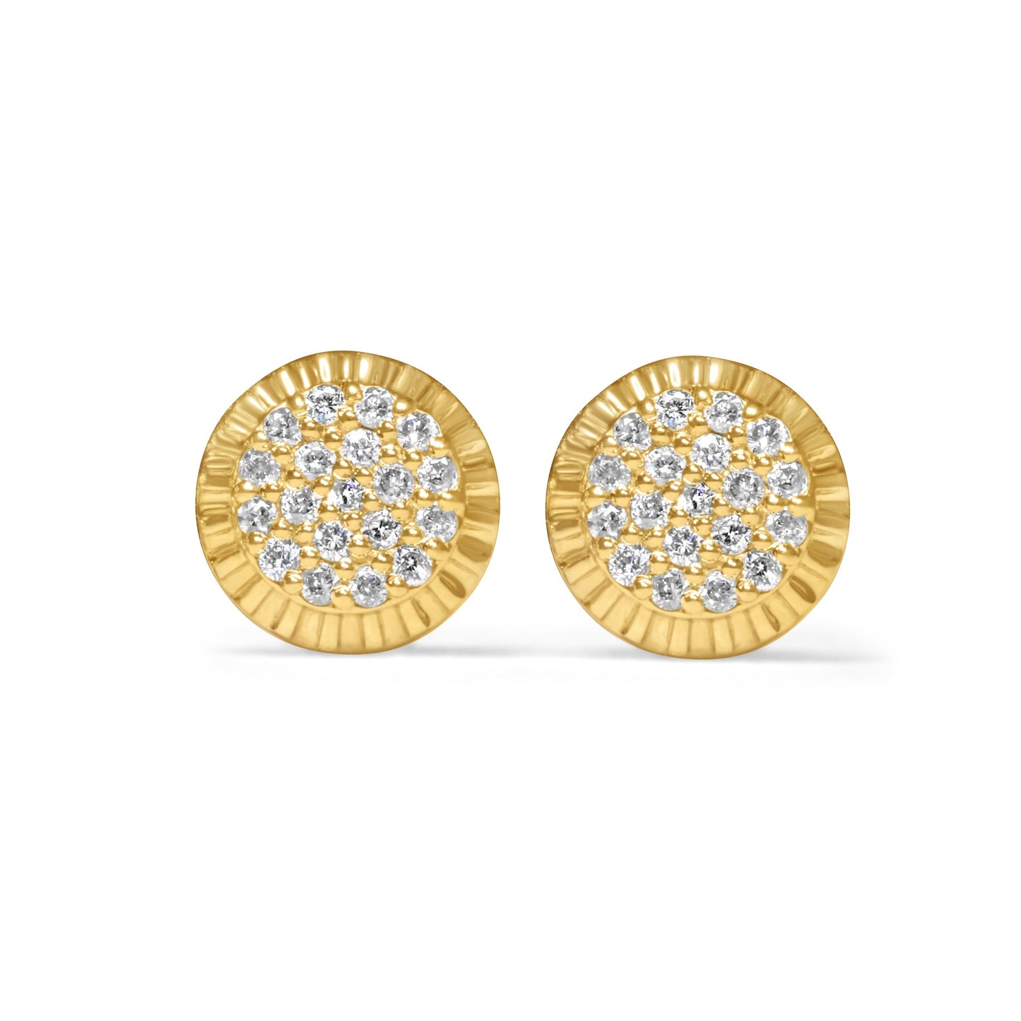 14k Solid Gold Round with Fluted Bezel Diamond Earring 0.26ctw