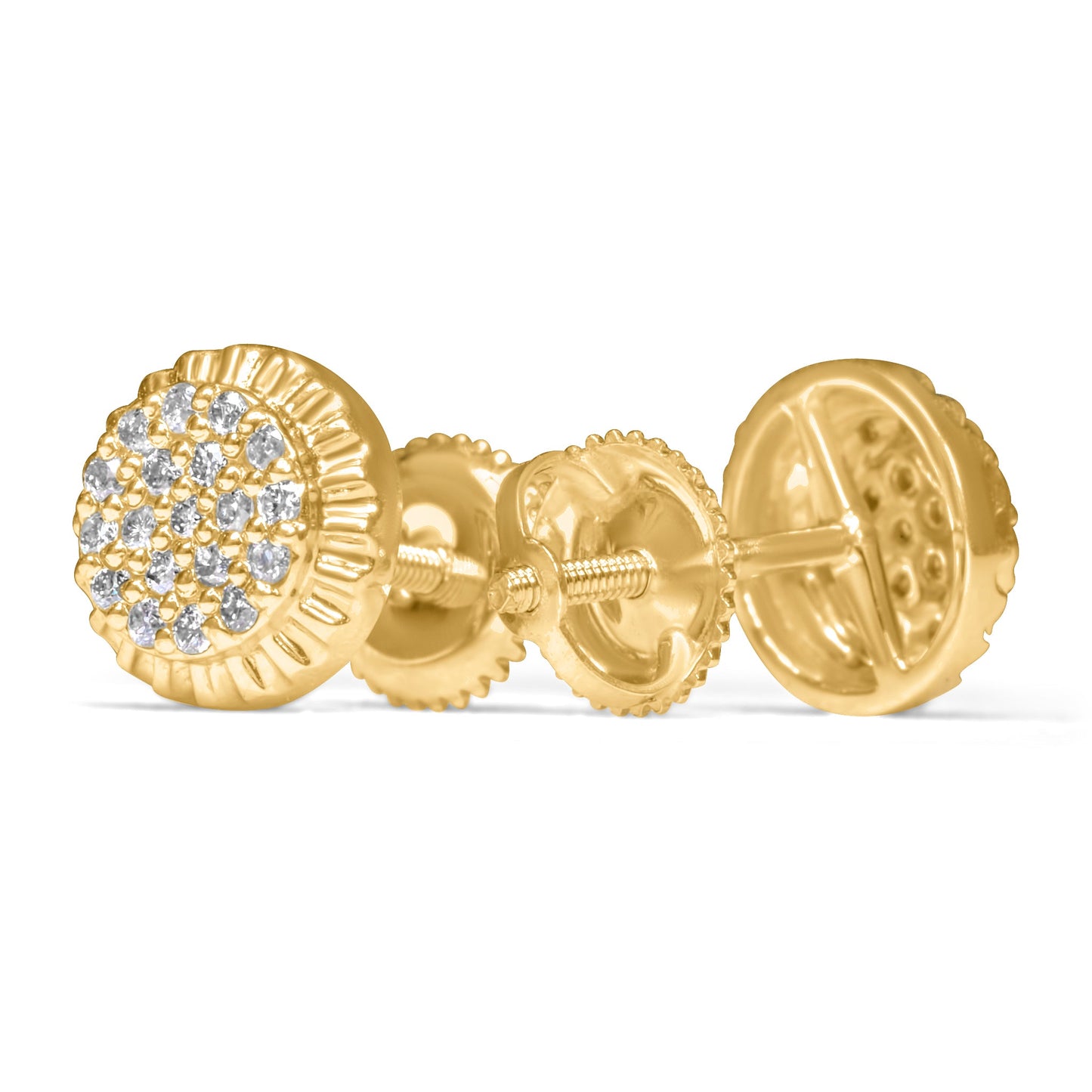 14k Solid Gold Round with Fluted Bezel Diamond Earring 0.26ctw