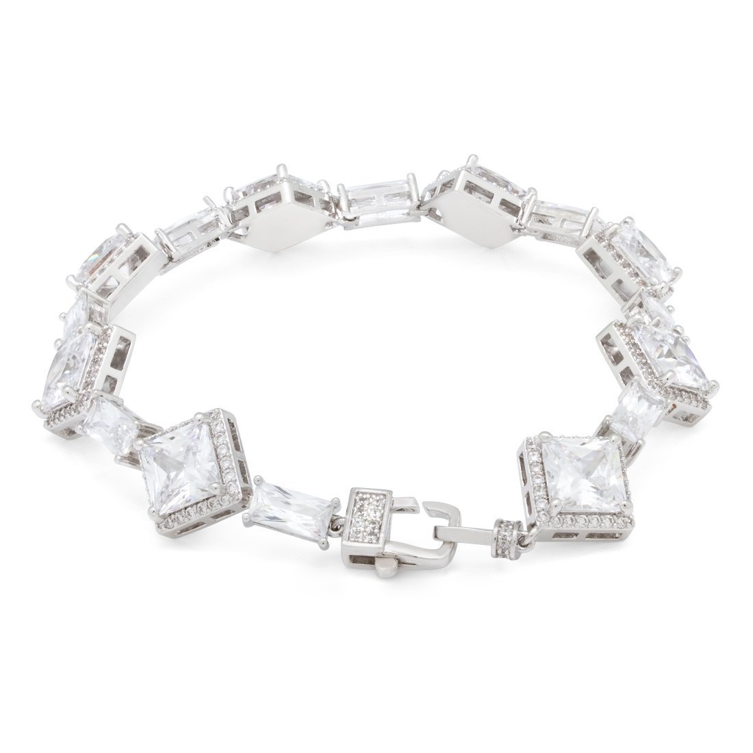 14mm Clustered Princess-Cut Tennis Bracelet