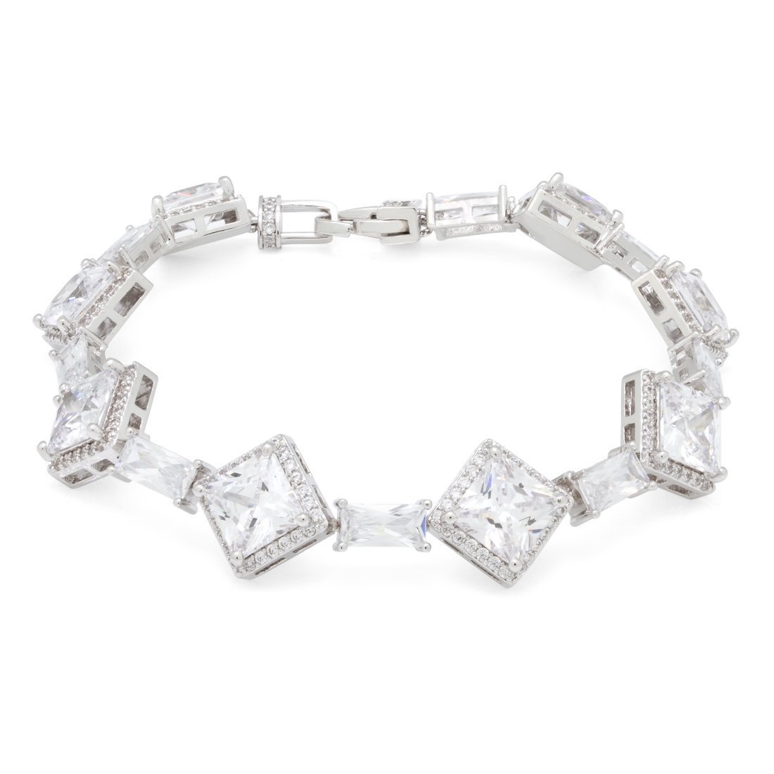 14mm Clustered Princess-Cut Tennis Bracelet