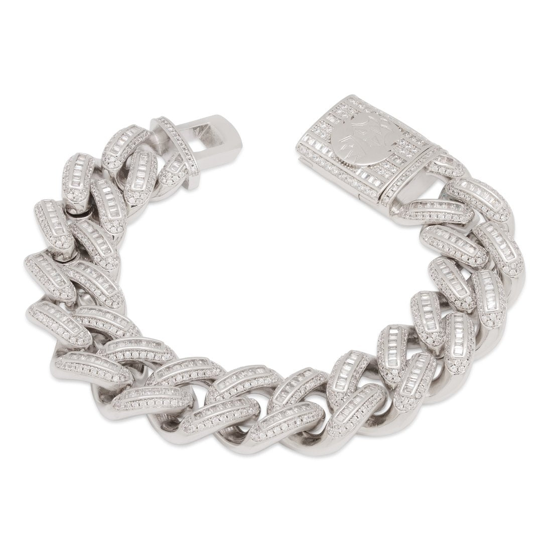 18mm Iced Baguette Miami Cuban Link Bracelet