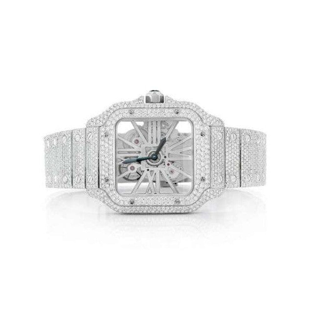 Skeleton Full White Moissanite Luxury Watch For Men's