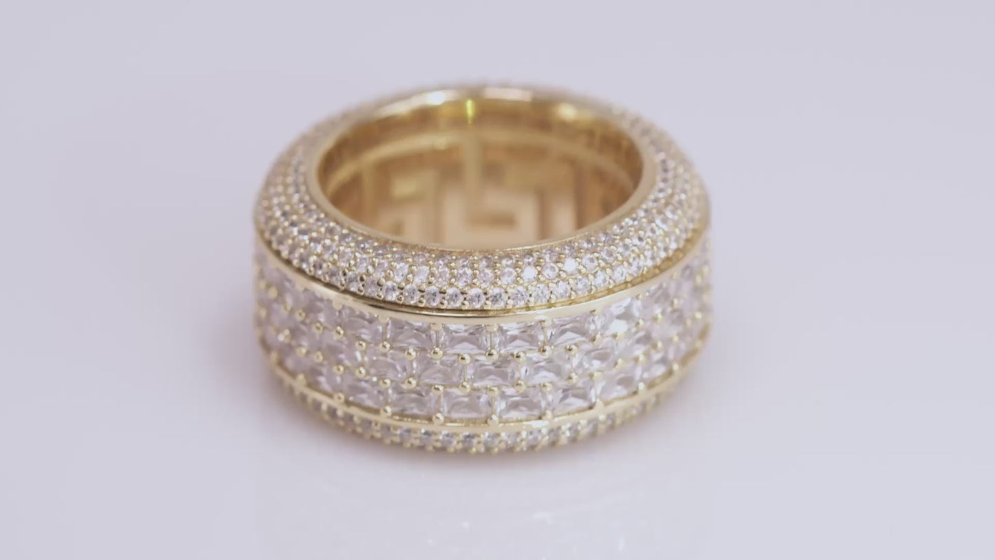 Triple-Row Icy Spinner Ring