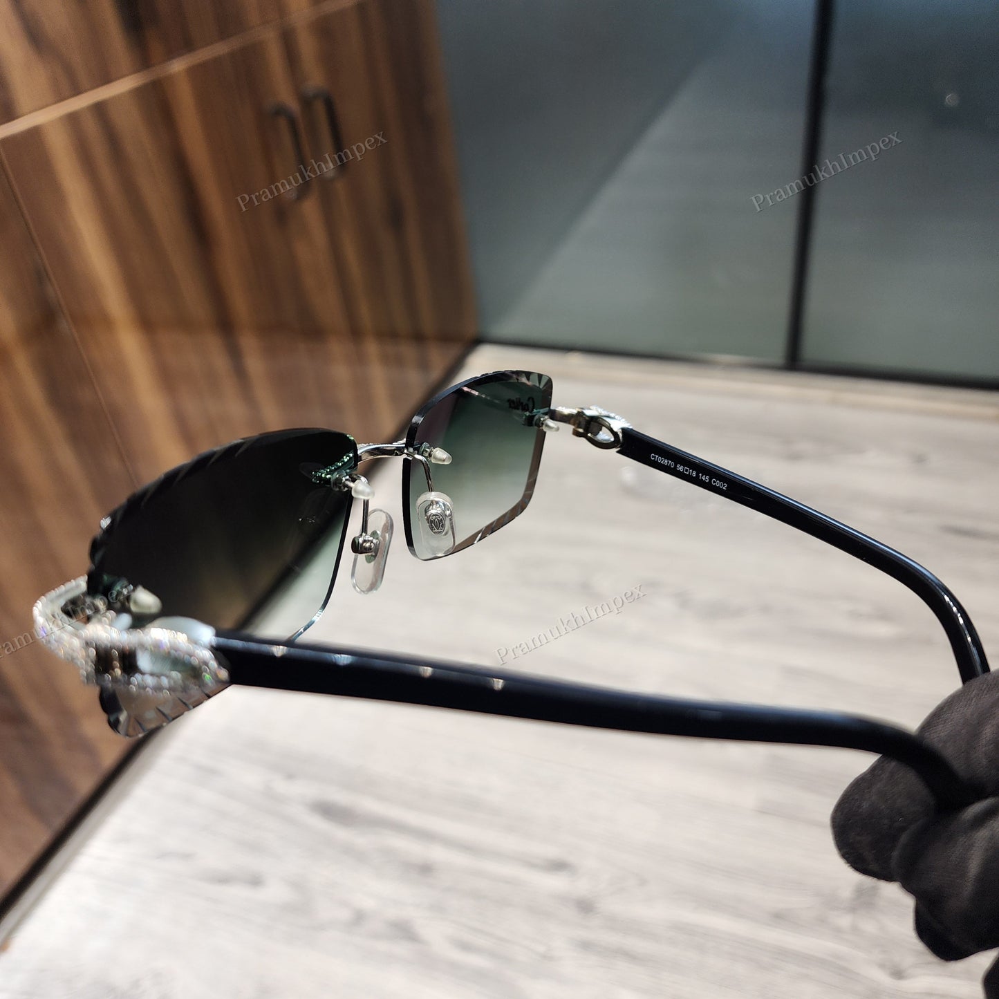 VVS D Moissanite Green Frame Hip Hop Men Sunglasses