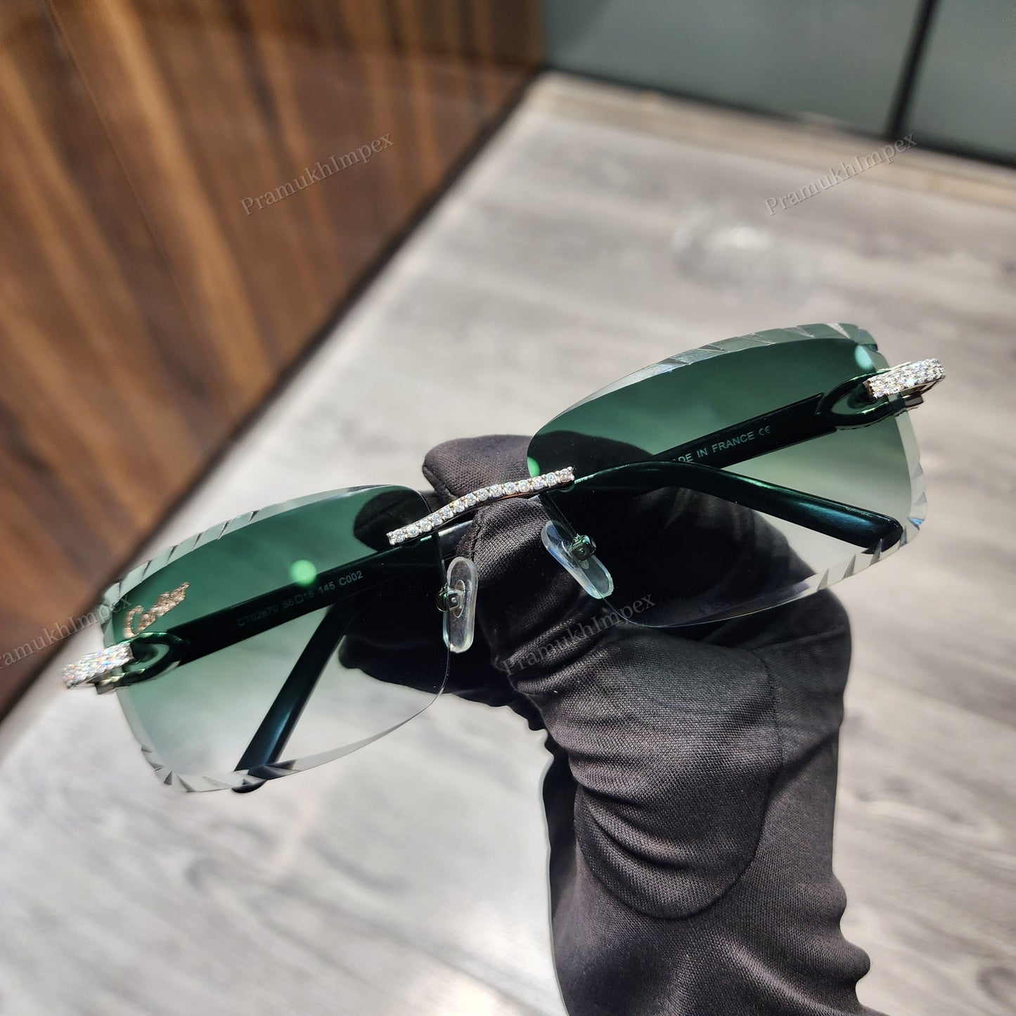 VVS D Moissanite Green Frame Hip Hop Men Sunglasses