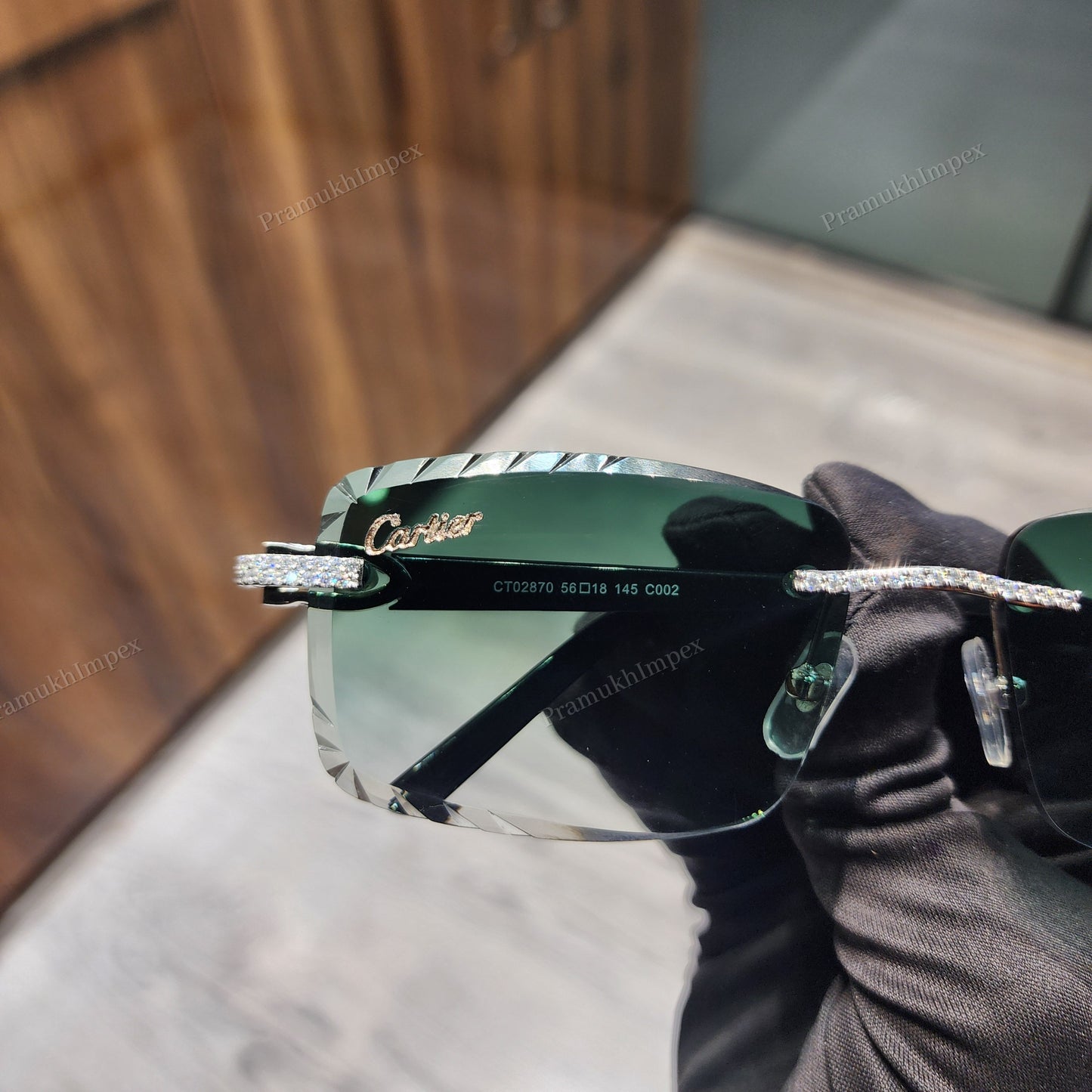 VVS D Moissanite Green Frame Hip Hop Men Sunglasses