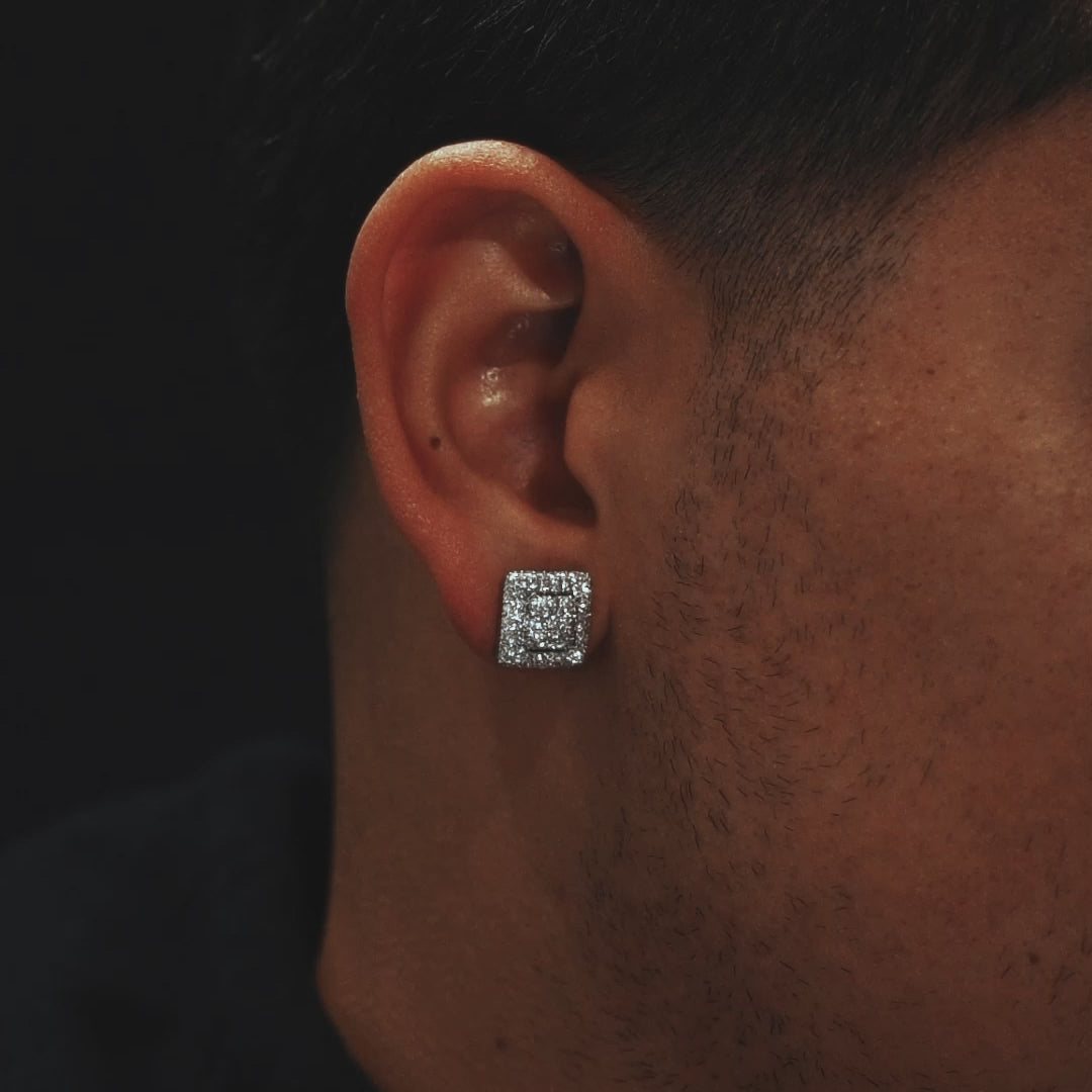 10k White Gold Square Earrings 1.75ctw