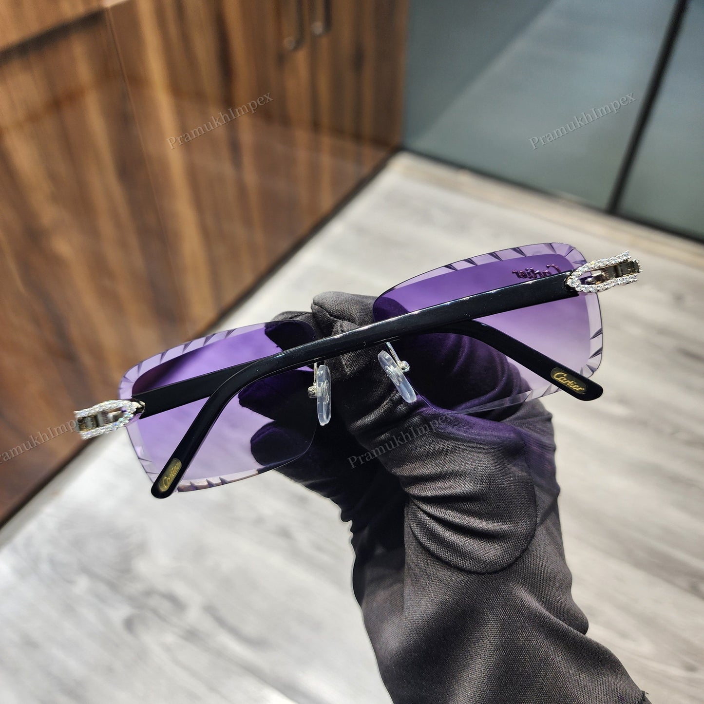 Trendy Purple Lens Moissanite Hip Hop Sunglasses