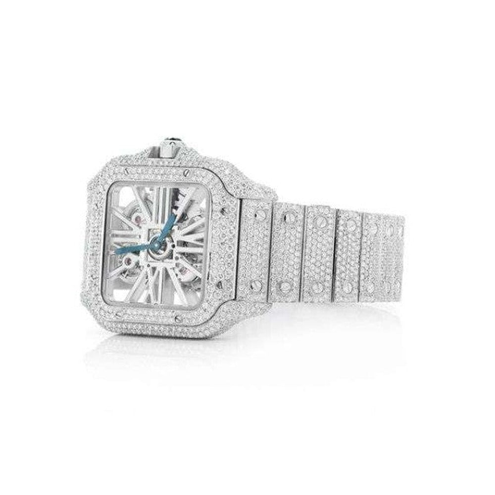 Skeleton Full White Moissanite Luxury Watch For Men's