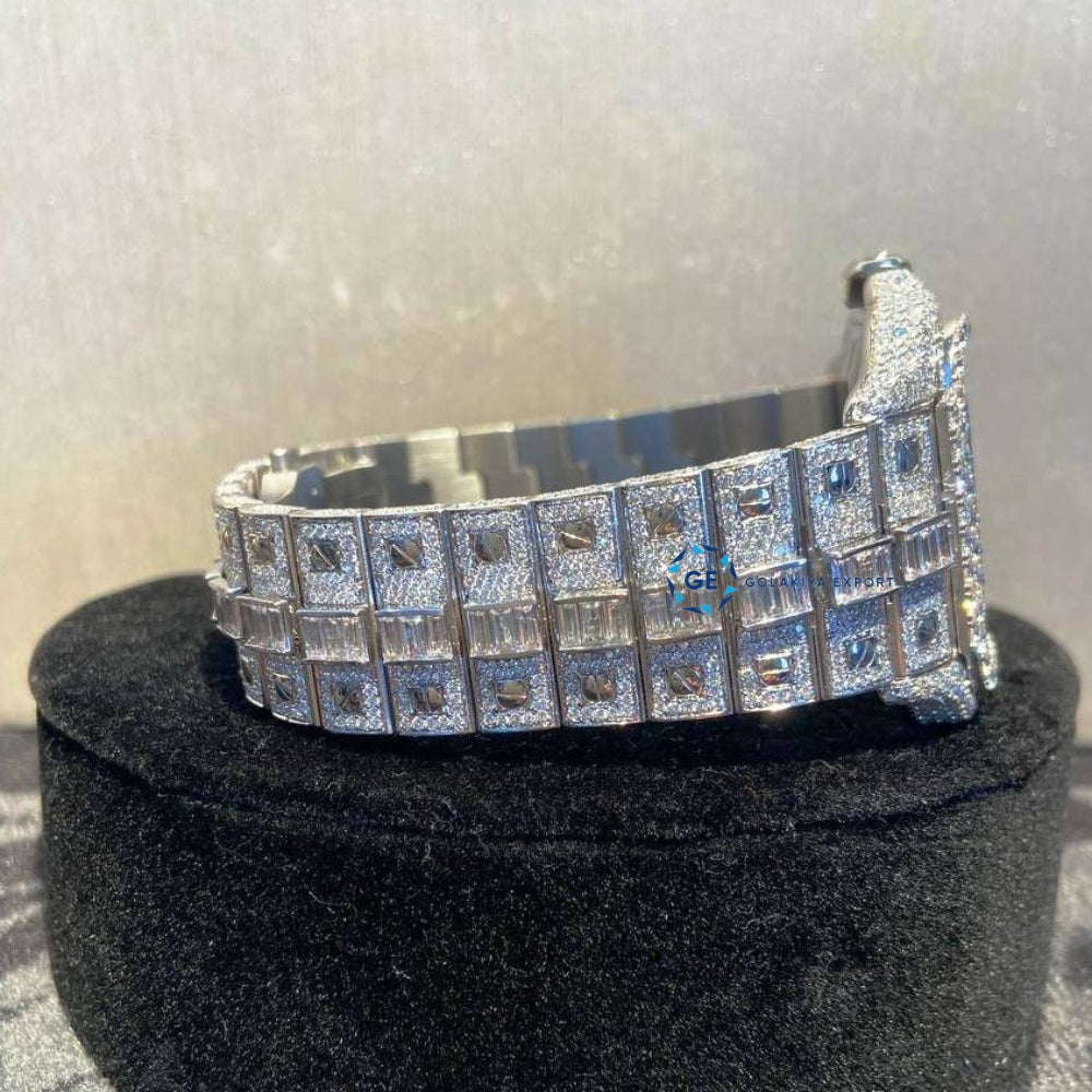 Roman Dial Bust Down Moissanite Automatic Watch