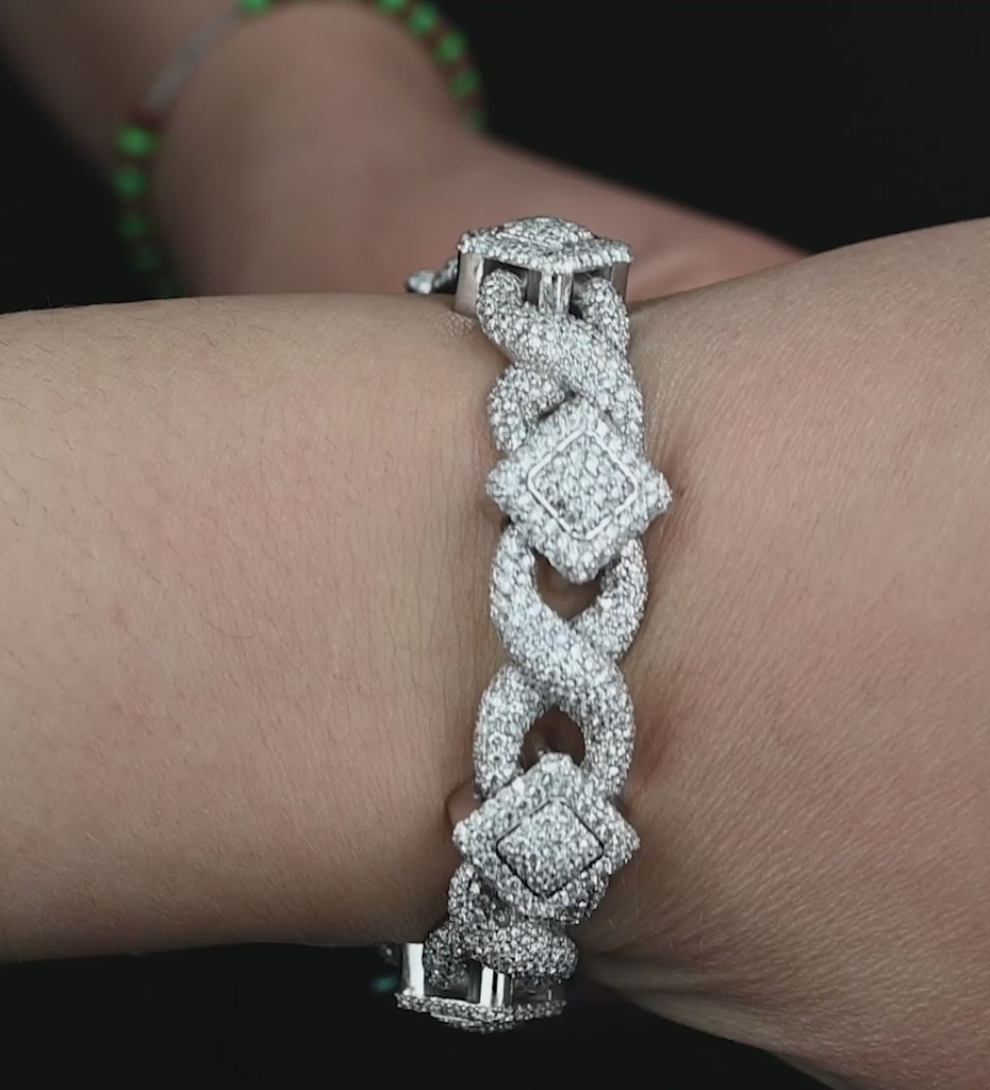 10k Solid Gold Square Infinity Link Asscher Diamond Bracelet 19.22ctw