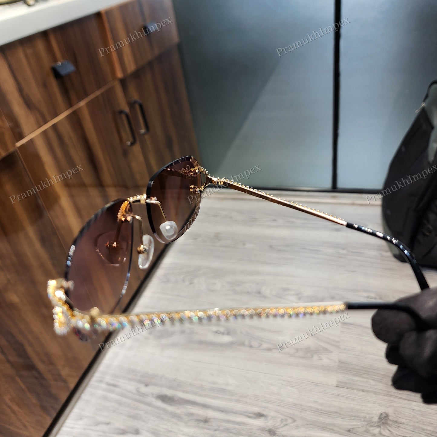 VVS Moissanite Brown Lens Sunglasses For Men
