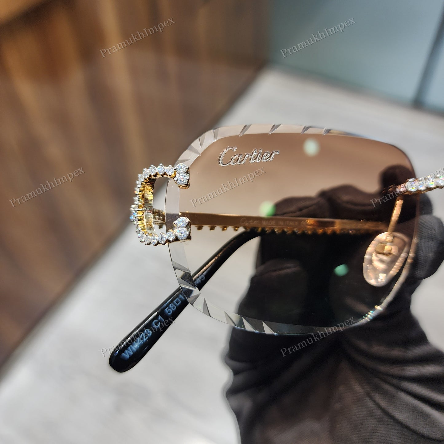 VVS Moissanite Brown Lens Sunglasses For Men