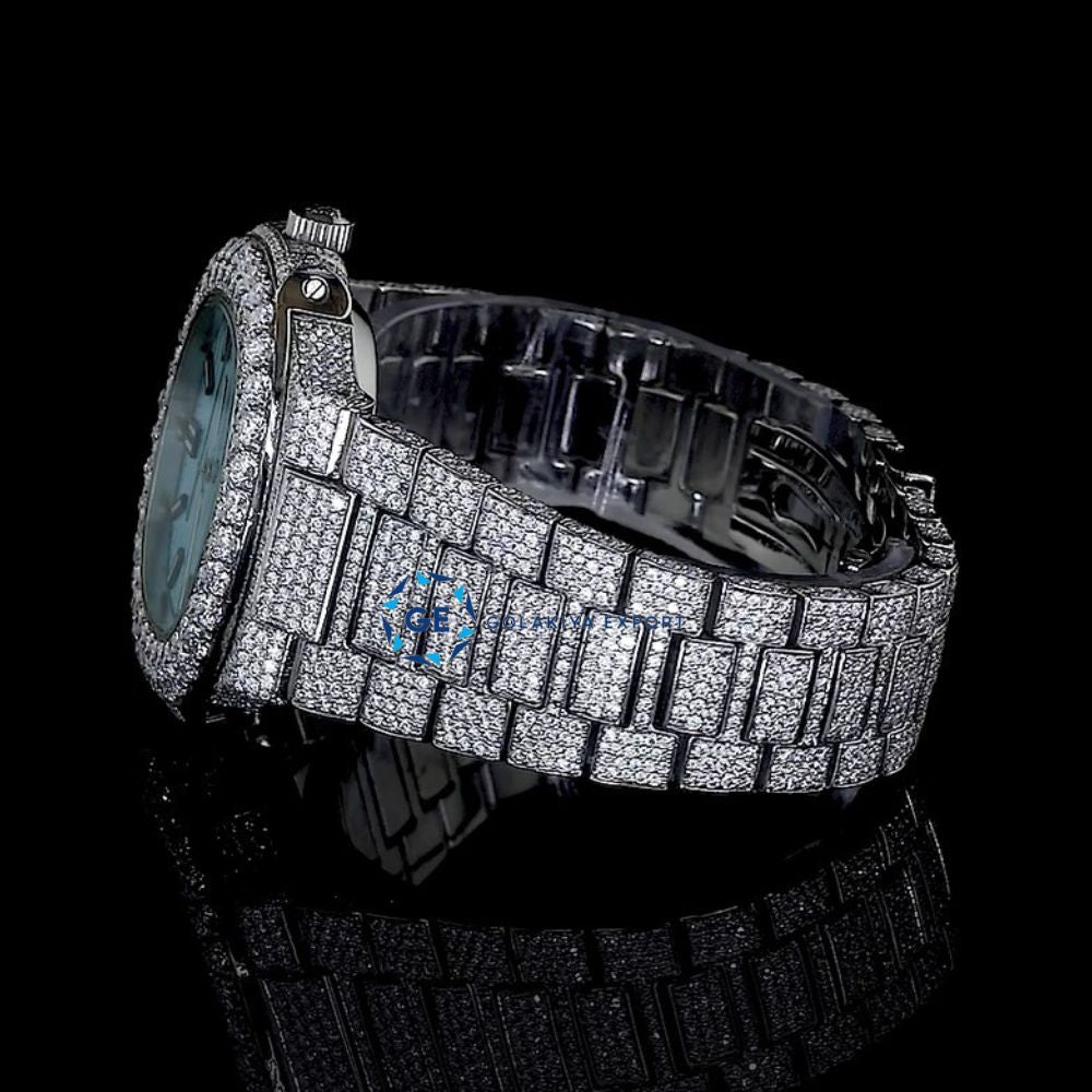 Stylish Full Body Moissanite Bust Down Automatic Watch