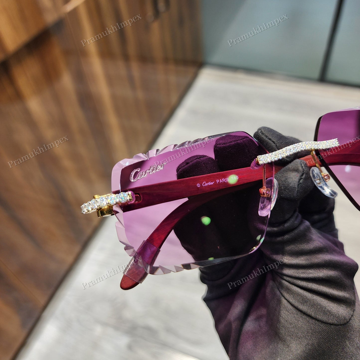 Trendy Pink Lens Moissanite Premium Sunglasses For Men