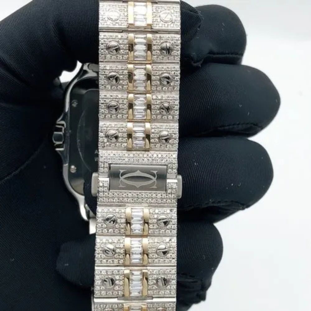 Round & Baguette Moissanite Dual Tone Hip Hop Watch
