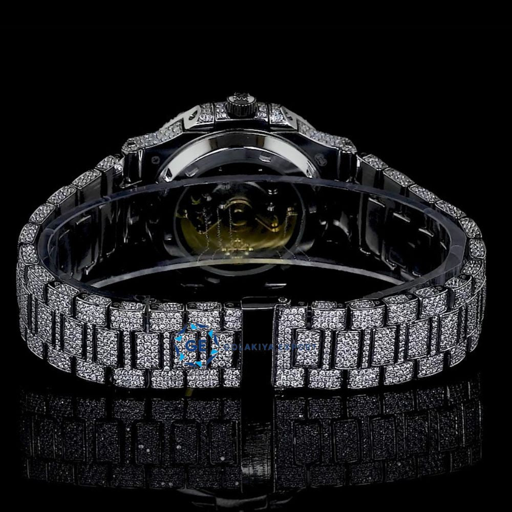 Stylish Full Body Moissanite Bust Down Automatic Watch