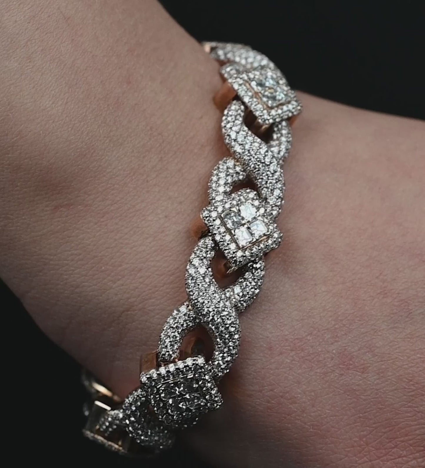 14k Gold Royal Asscher Cut Diamond Bracelet 26.63ctw