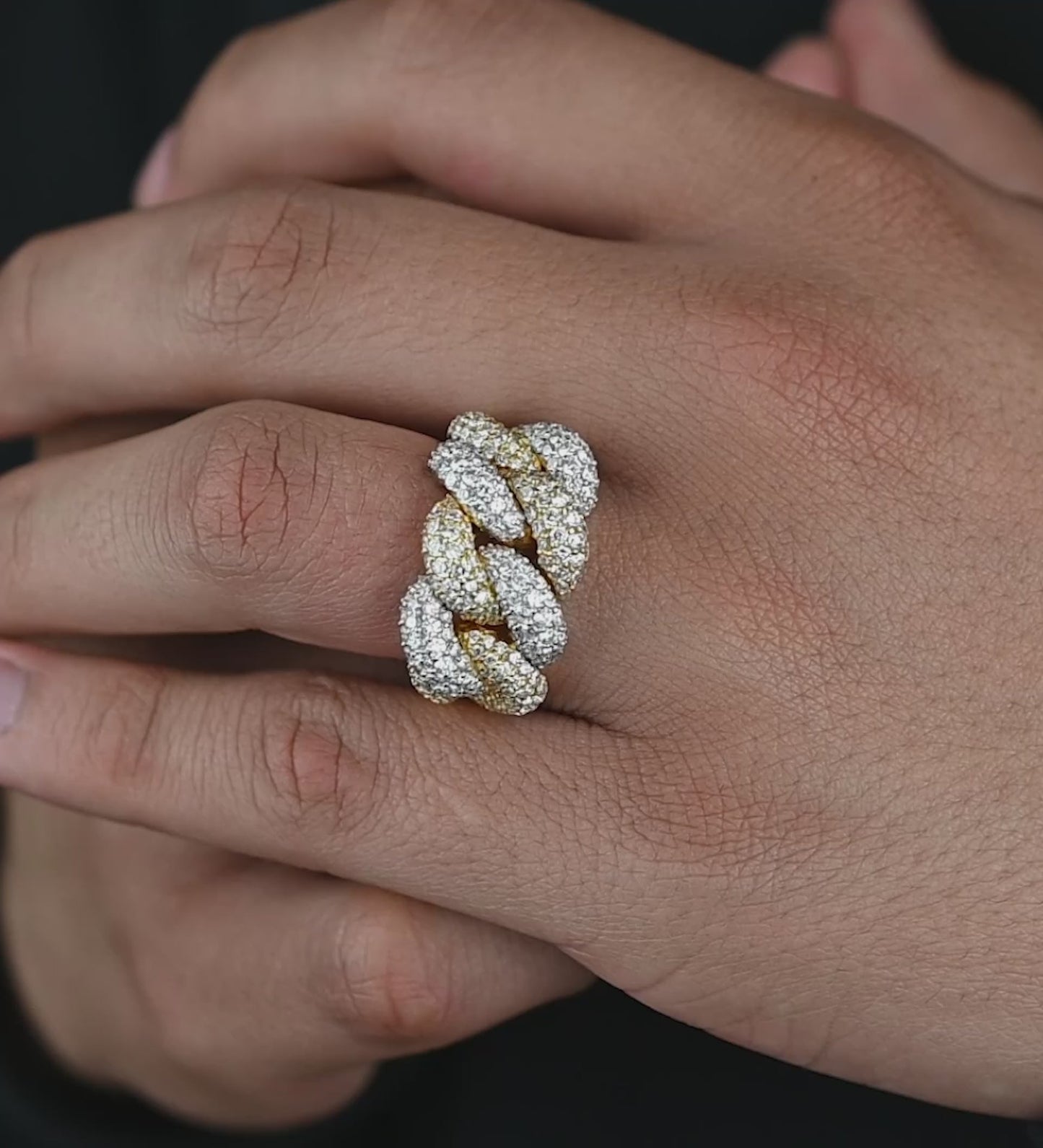 14k Two-Tone Gold Diamond Cuban Link Ring 4.50ctw