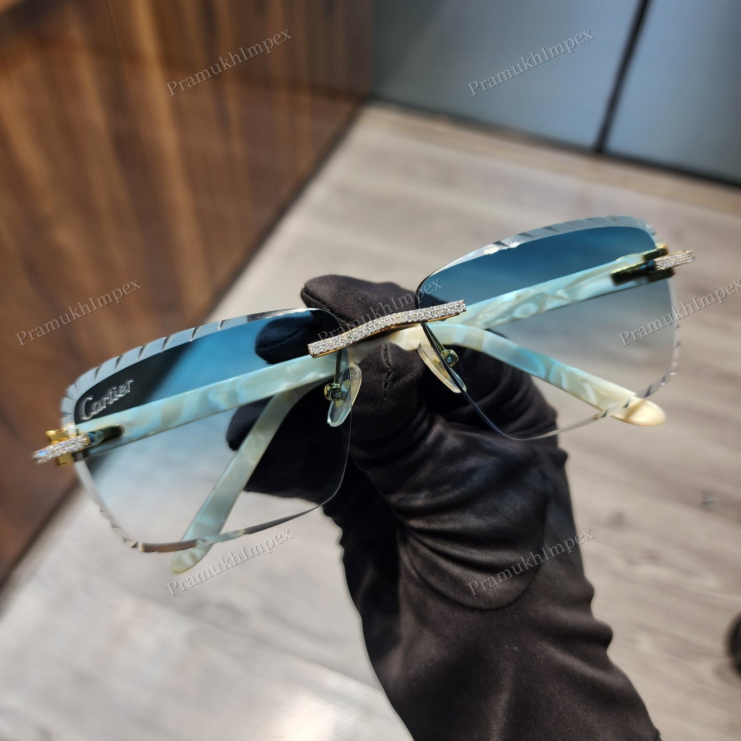 VVS Moissanite Unique Sky Blue Hip Hop Sunglasses