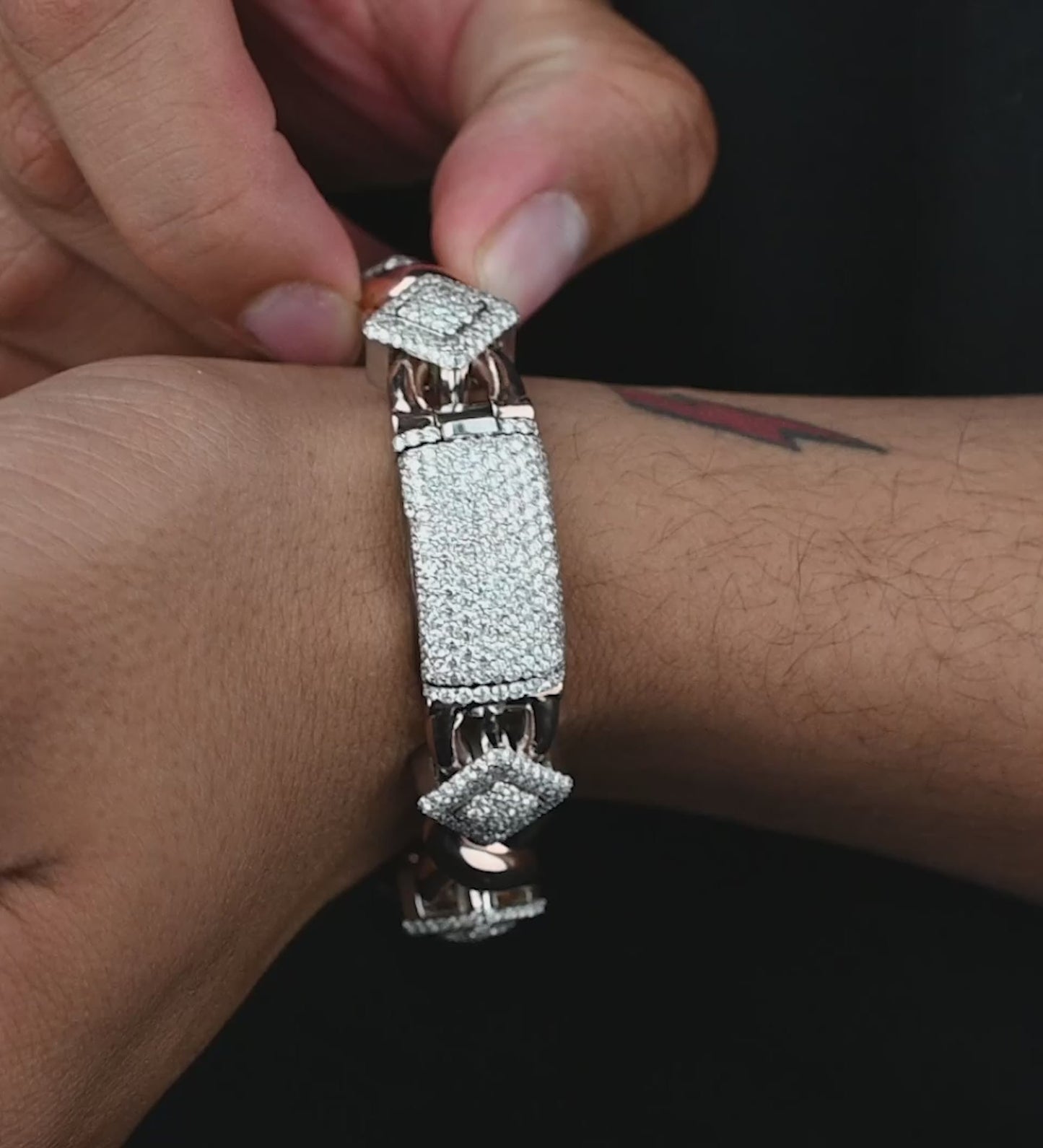 10k Solid Gold Square Infinity Link Diamond Bracelet 8.19ctw