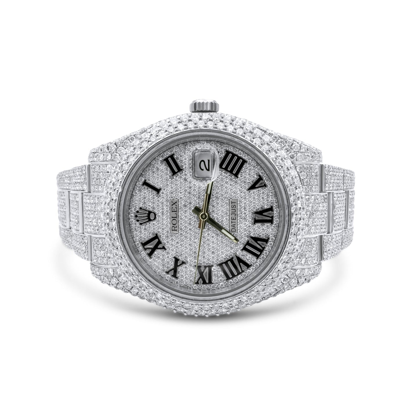 Stainless Steel Rolex Date-Just II 41mm Oyster Band White Gold Roman Numeral Dial 32.4 ctw
