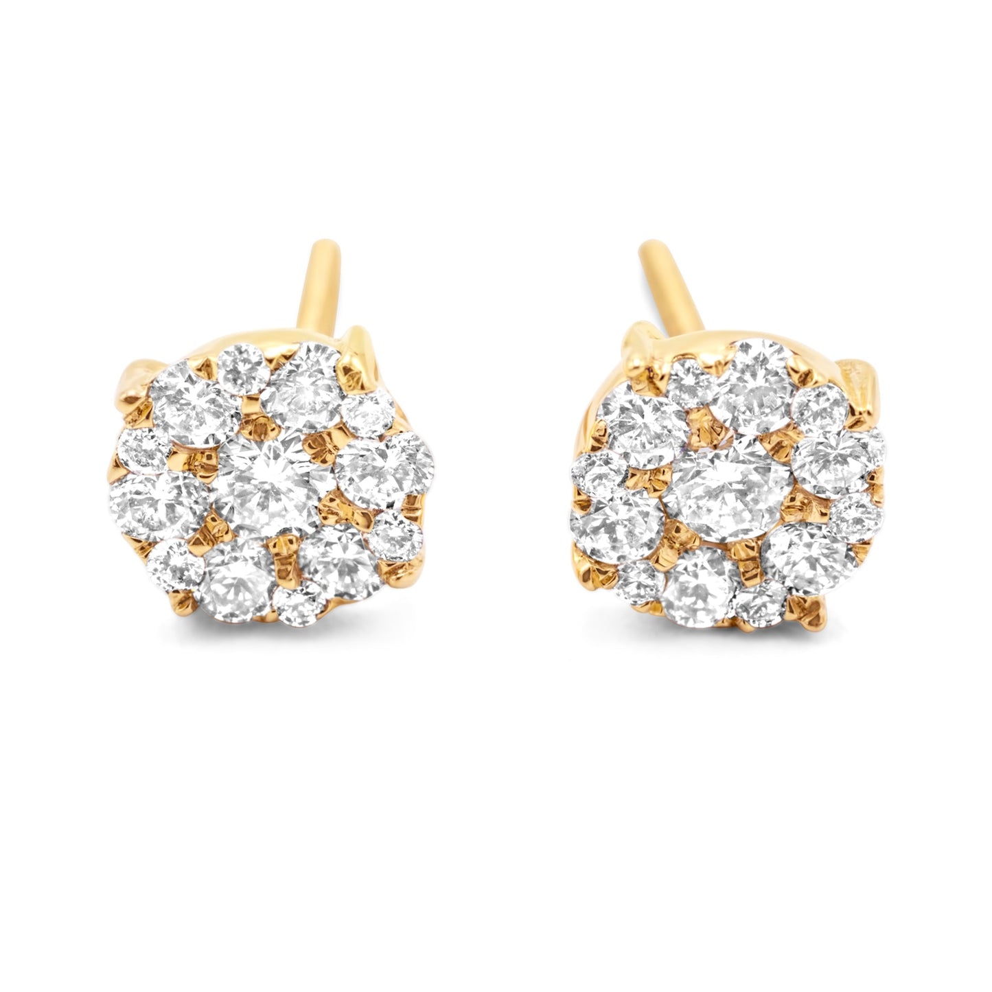 10K Gold Diamond Cluster Earrings 0.50ctw