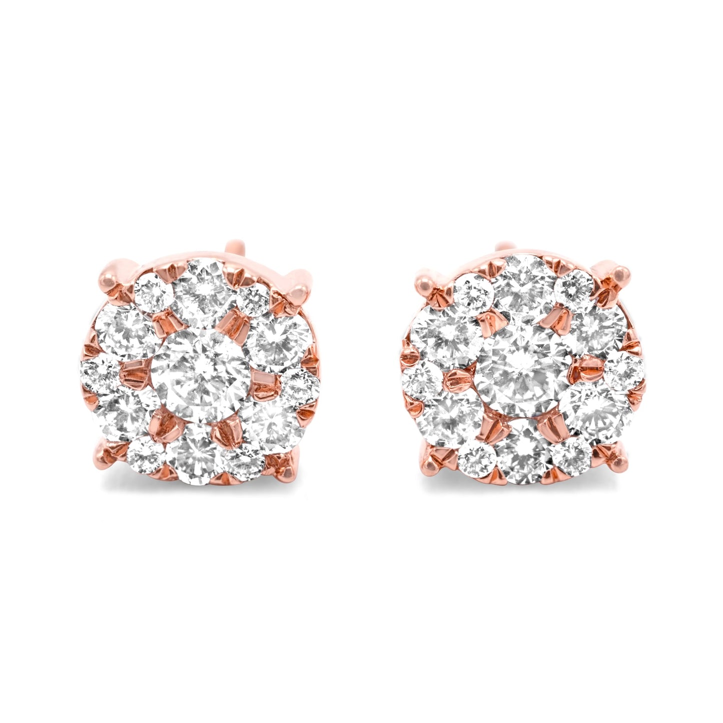 10K Rose Gold Diamond Earrings 0.70ctw