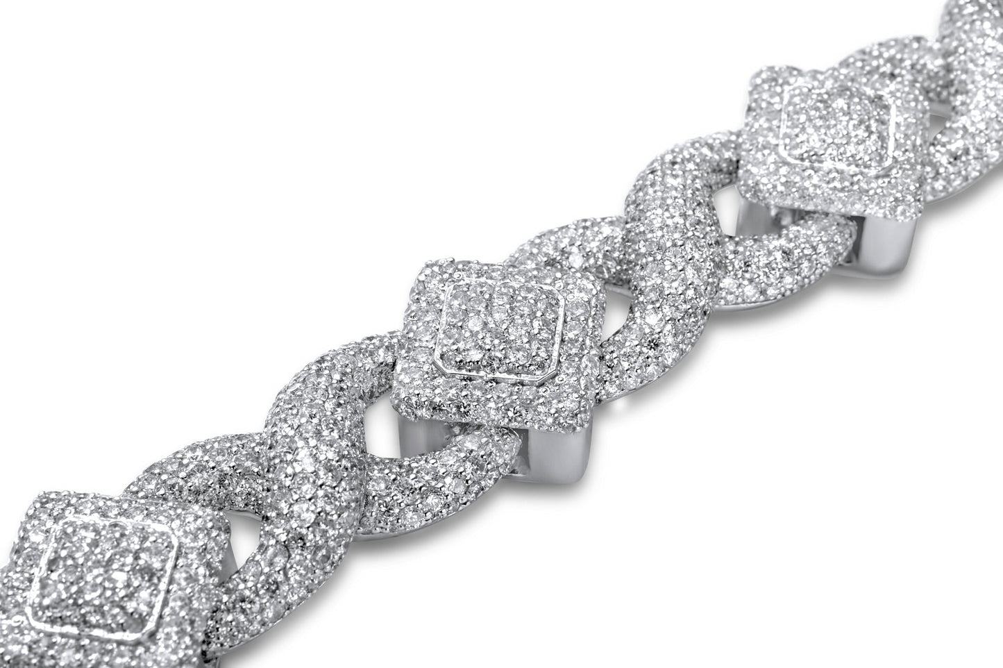 10k Solid Gold Square Infinity Link Asscher Diamond Bracelet 19.22ctw