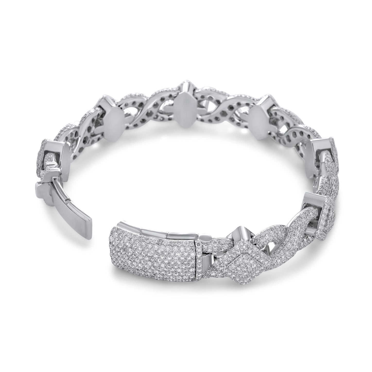 10k Solid Gold Square Infinity Link Asscher Diamond Bracelet 19.22ctw
