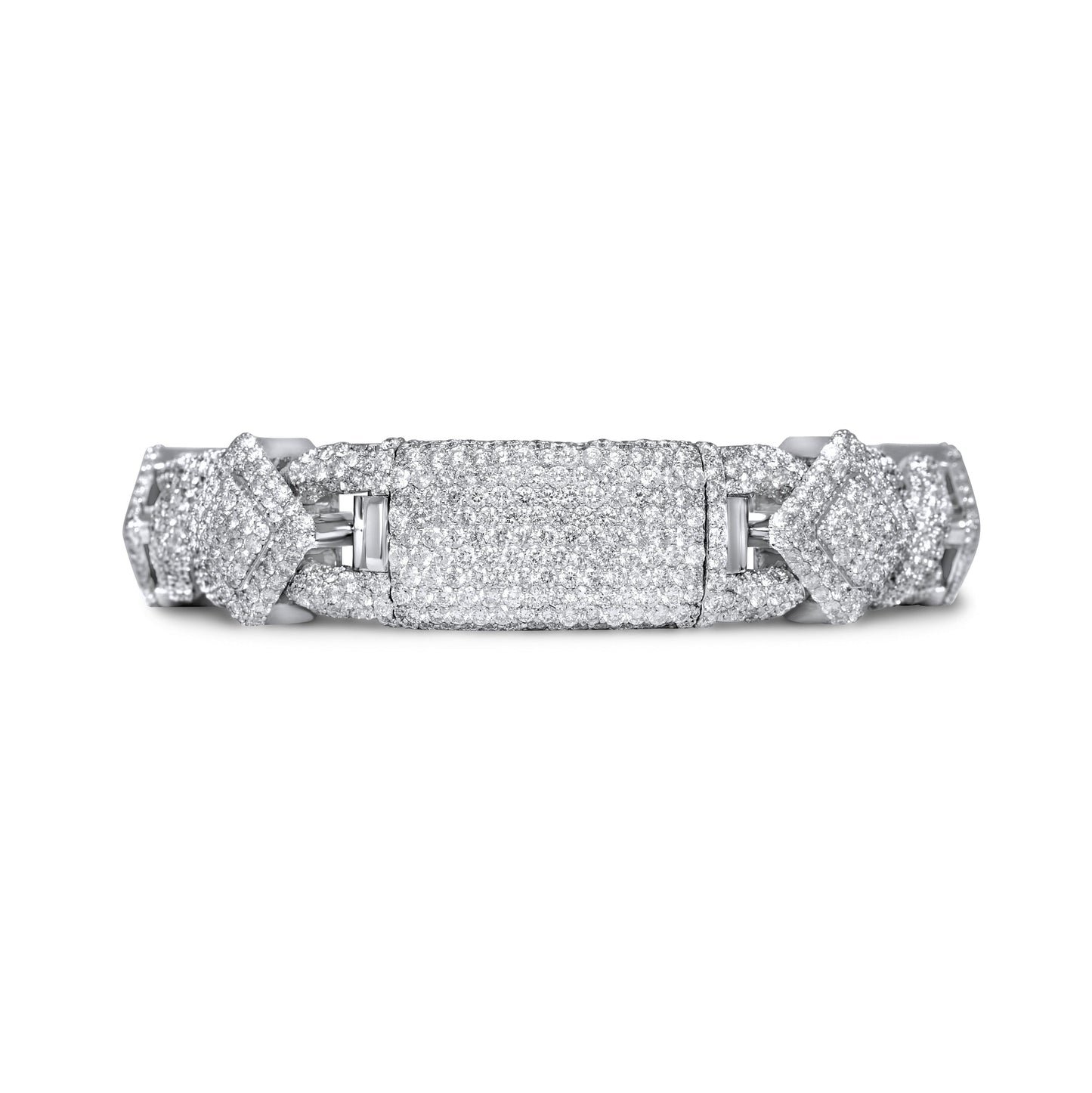 10k Solid Gold Square Infinity Link Asscher Diamond Bracelet 19.22ctw