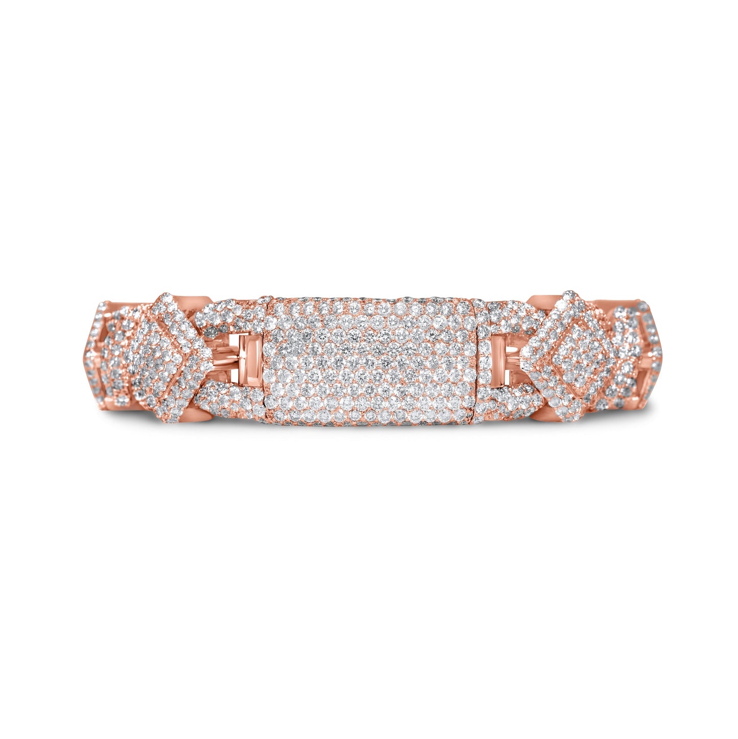 10k Solid Gold Square Infinity Link Asscher Diamond Bracelet 19.22ctw