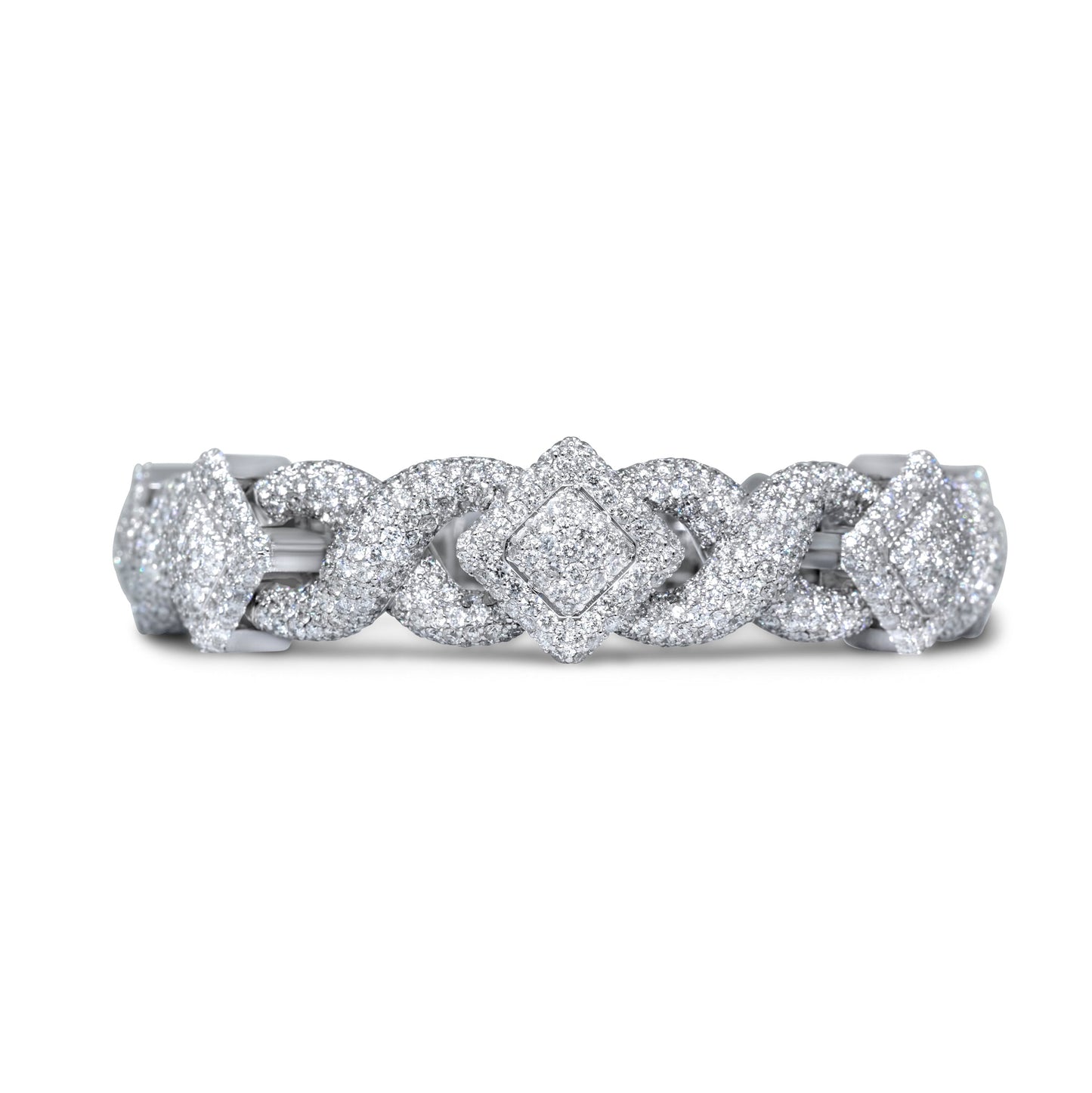 10k Solid Gold Square Infinity Link Asscher Diamond Bracelet 19.22ctw