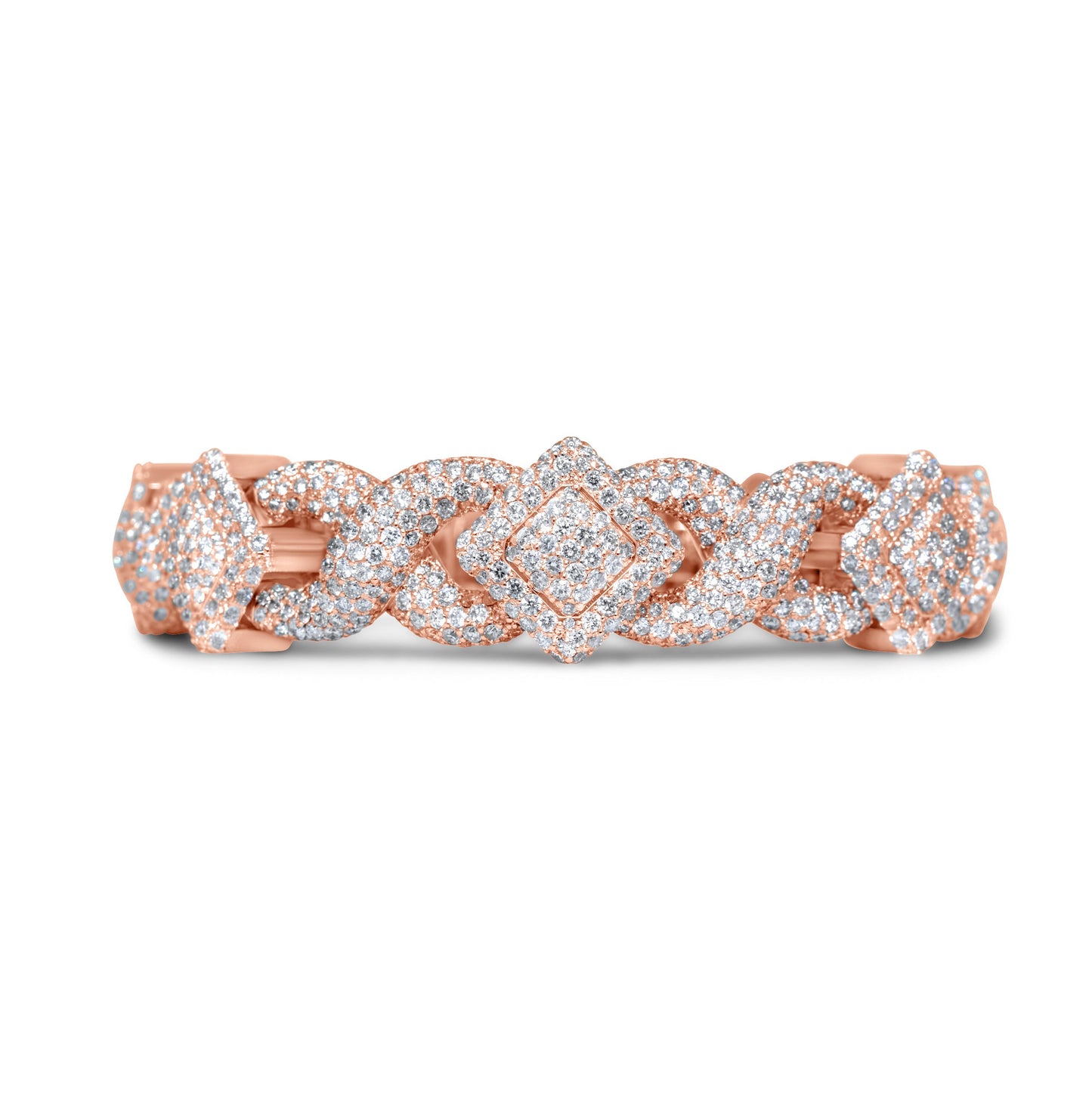 10k Solid Gold Square Infinity Link Asscher Diamond Bracelet 19.22ctw